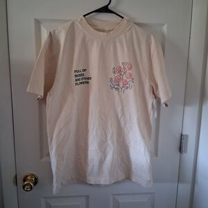 Girls' Cream Floral Graphic Tee - Short Sleeve